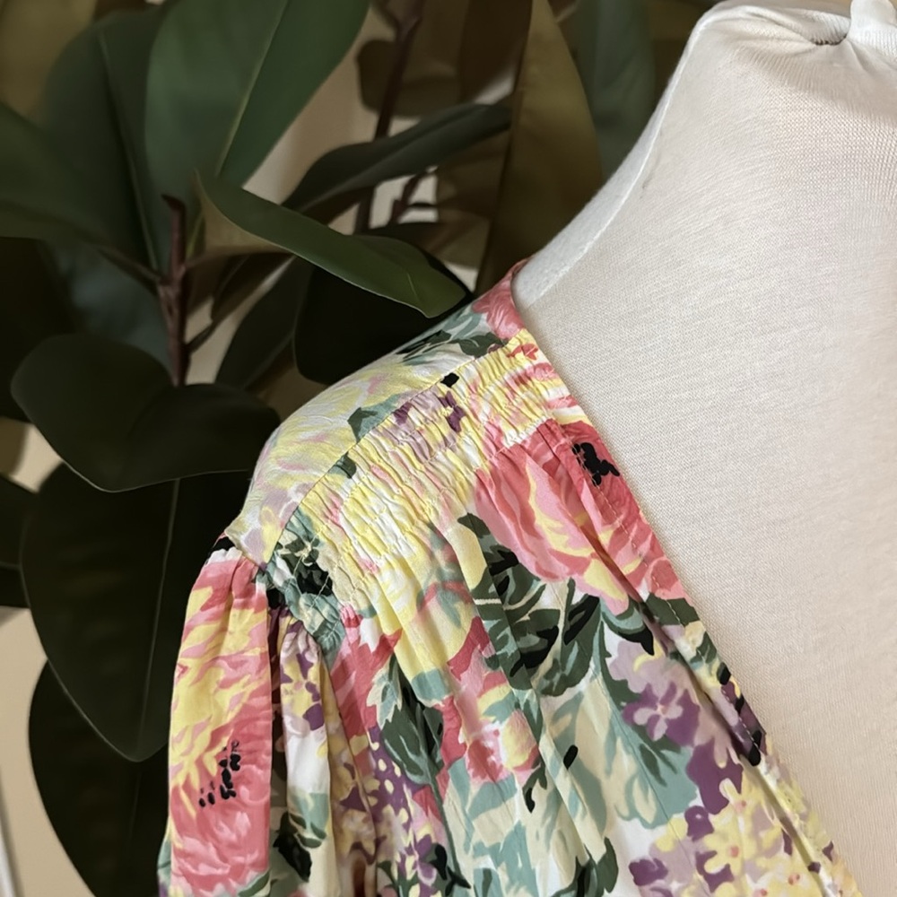 Faithfull The Brand Marie Louise Midi Dress In Vennisa Floral Yellow XL US 10 - Picture 7 of 16